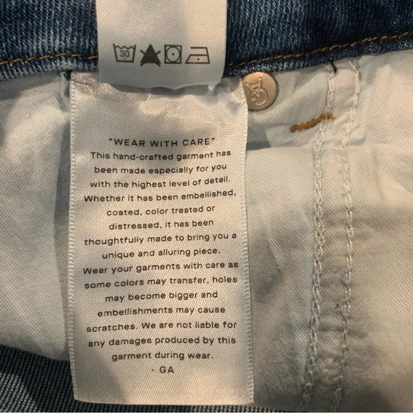 Good American Blue Ankle Cropped Jeans with Distressed Hem - Picture 7 of 13